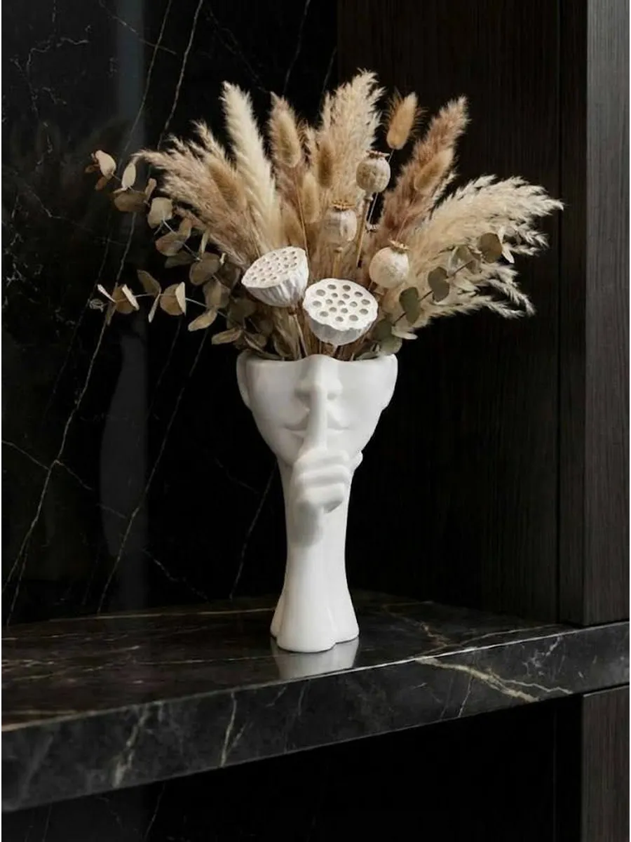 Декоративное кашпо голова из гипса