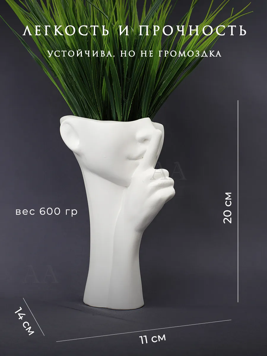 Декоративное кашпо голова из гипса