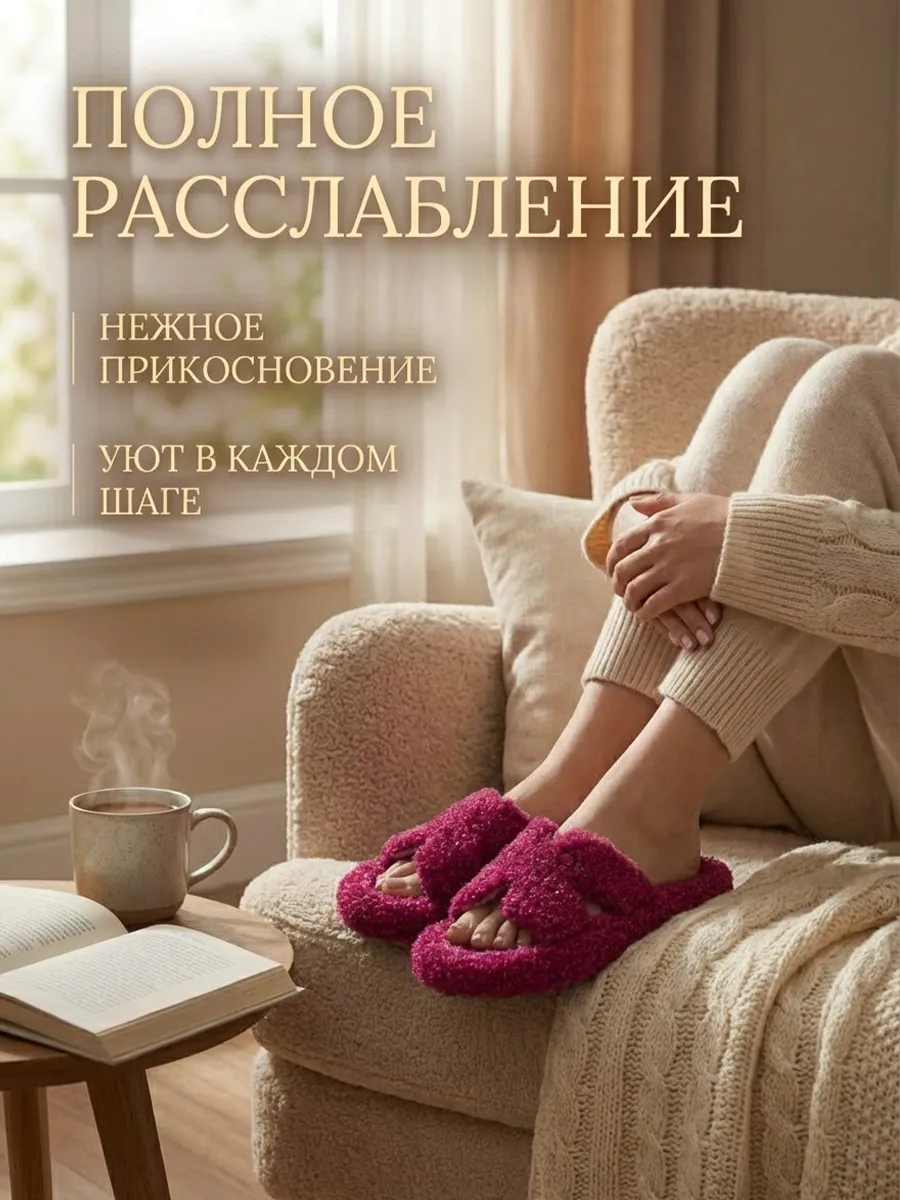 Тапочки домашние меховые открытые